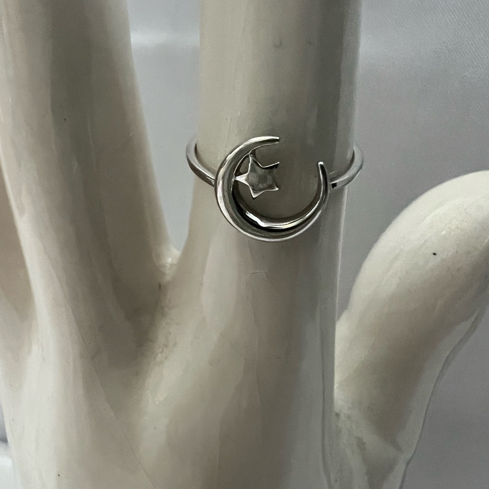 Sterling Silver 925 Moon & Star Ring